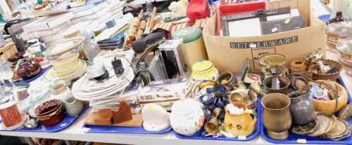 Housewares, ceramics, etc., to include a silver plated lead crystal goblet, various Dickens...