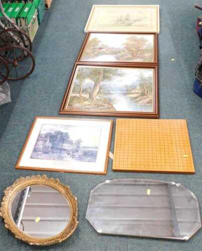 Pictures and a mirror.