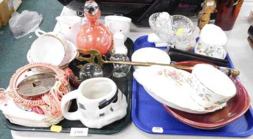 Ceramics and housewares, to include Pheonix bone china part tea set, paperweights, brass and...