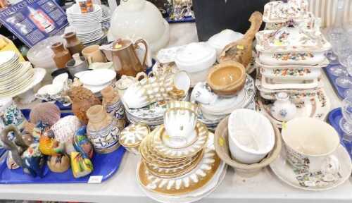 Ceramics, to include a Royal Chelsea gothic part tea set, Indian Tree pattern part dinner set,...
