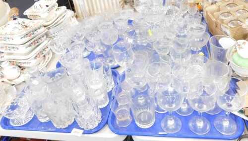Glassware, to include Champagne glasses, decanters, sherry glasses, wine glasses, etc. (4 trays)