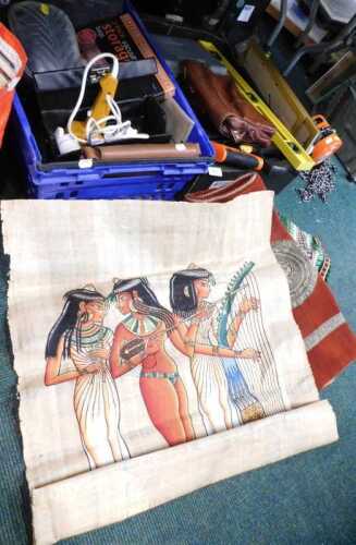 Hand tools, to include spanners, hand saws, levels, vacuum storage bags, kneepads, a Pifco...
