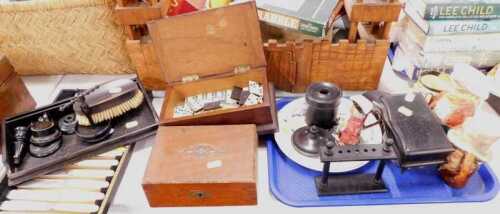 Housewares, to include a canteen of fish knives and forks, wooden boxes, a Toby jug, together...