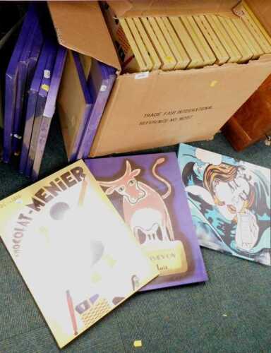 Various French advertising canvas prints, for Chocolat-Menier, Monsavon au Lait.