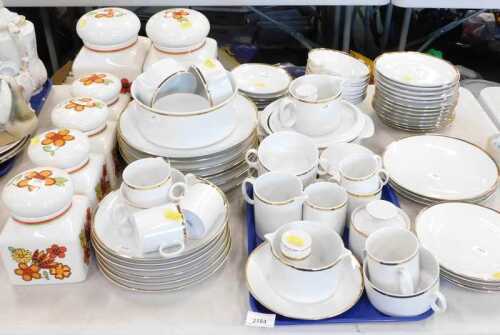 Various Taunton Vale storage jars, together with a Thomas of Germany white glazed part tea set...