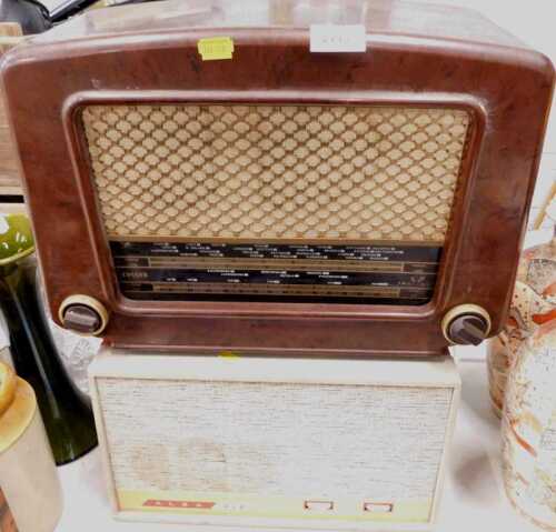 A mid century Alba 212 record player, together with a Cossor short, long and medium wave...