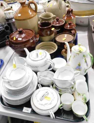 A Noritake of Japan Greywood part tea set, consisting of plates, saucers, teapot, jug, etc., and...