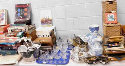 Glassware and ceramics, to include wine glasses, sherry glasses, Oriental style jars, plated...
