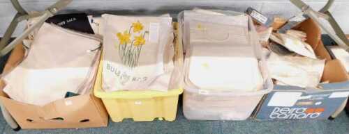 Various material and bags, to include a shoe bags, bags for flower bulb storage, various...