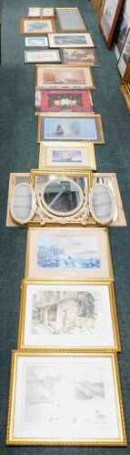 Pictures and prints, to include Bristol Blenheims in flight, Van Gogh print, rectangular mirror,...