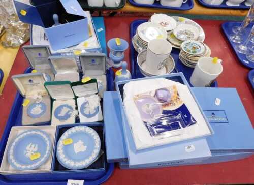 A collection of Wedgwood, including boxed Christmas decorations, bell, dishes, plates, and other...