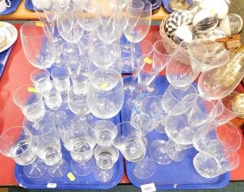V - Glassware, to include wine glasses, tumblers, sherry glasses, etc. (3 trays) Note: VAT is...