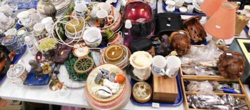 Housewares, to include mugs, plates, bowls, ornaments, flatware including spoons, knives, forks,...