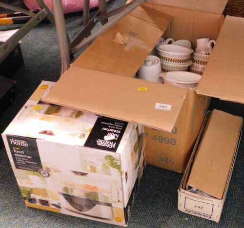 V - Ceramics, to include Wedgwood metalised part tea set, a George at Home two tier food steamer,...