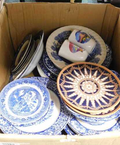 Ceramics, to include Altom ware plates, blue and white dishes. (1 box)