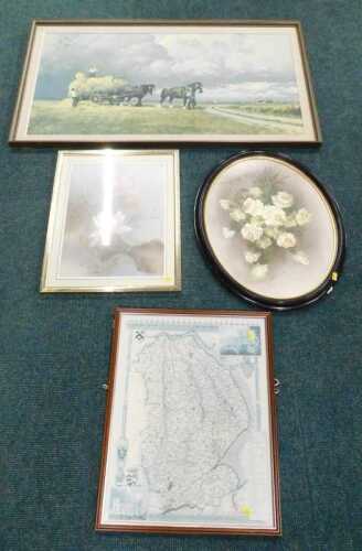Framed pictures and prints, to include flowers, countryside scenes, etc.