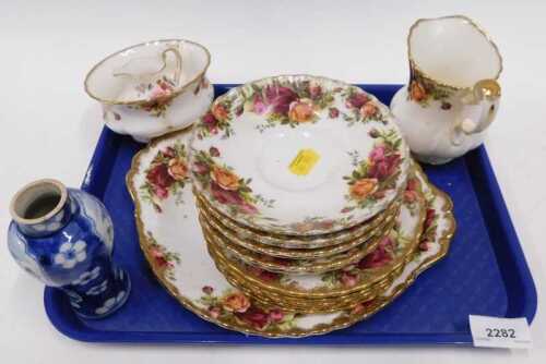 A Royal Albert Old Country Rose part tea set, etc.
