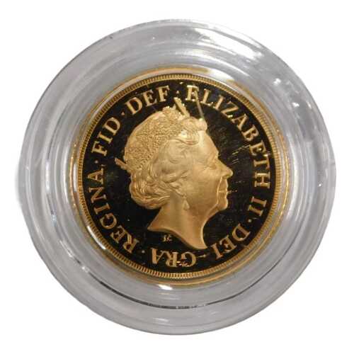 A Royal Mint Queen Elizabeth II gold full proof sovereign 2018, in capsule, with outer box, and...