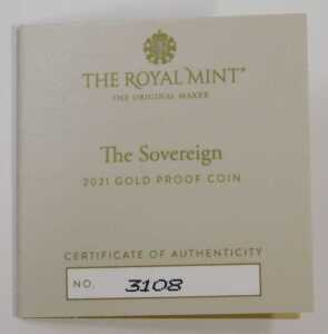 A Royal Mint Queen Elizabeth II gold full proof sovereign 2021, in capsule, and outer box with... - 4