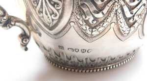 A Victorian silver four piece tea and coffee service, embossed with acanthus leaves, bow tied... - 6
