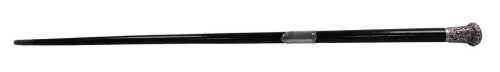 A Victorian ebony and silver mounted conductor's baton, the grip embossed with flowers and...