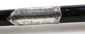 A Victorian ebony and silver mounted conductor's baton, the grip embossed with flowers and... - 2