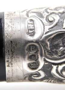 A Victorian ebony and silver mounted conductor's baton, the grip embossed with flowers and... - 4