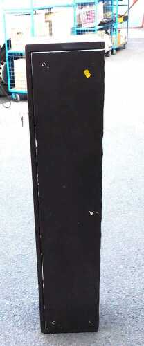 A gun cabinet, with double lock closure, and keys, 123cm high.