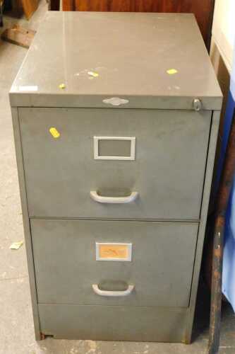 An Art Metal grey metal two drawer filing cabinet, 77cm high, 44cm wide, 62cm deep.