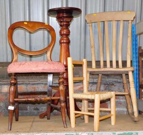Furniture, to include a torchere, beech rocking chair, etc. (4)