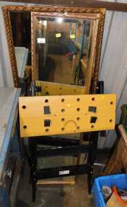 A Workmate, together with various mirrors, and tools.