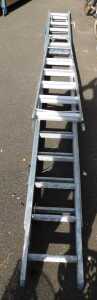 An extending ladder, together with an A frame ladder.