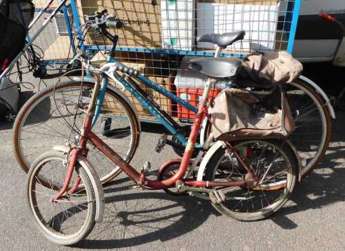 A Falcon Explorer teal bicycle, with a Reynolds CM-MO frame, together with a Puch Pic-nic bike.