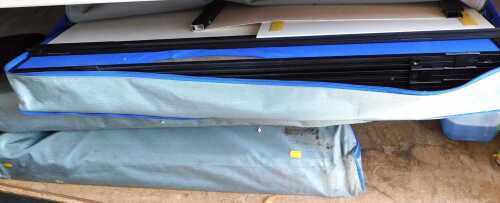 Various display boards, inset with blue felt panels, etc., contained in three cases.