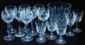 A group of Waterford Lismore pattern table glassware, including eight hock glasses, further wine...