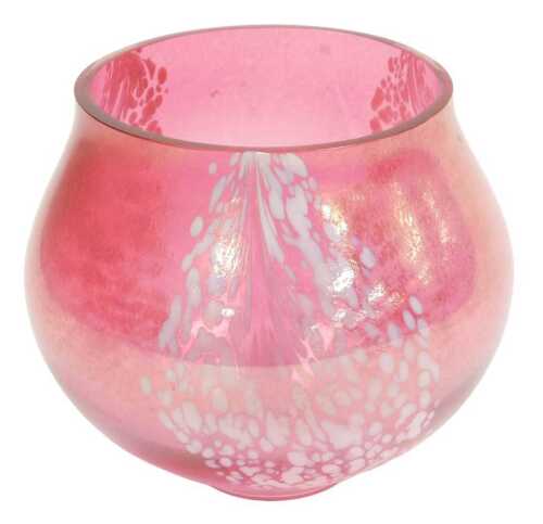 A Royal Brierley Studio cranberry glass vase, with white splash decoration, etched mark, 6.5cm...