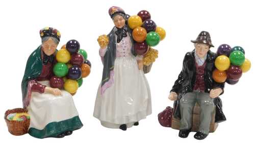 Three Royal Doulton figures, comprising The Old Balloon Seller HN1315, The Balloon Man HN1954,...