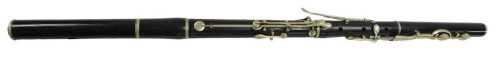 A Eugene Thibouville flute, impressed mark, 65cm long.
