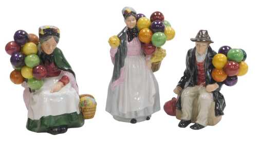 Three Leonardo Collection porcelain figures, modelled as The Old Balloon Seller, The Balloon Man,...