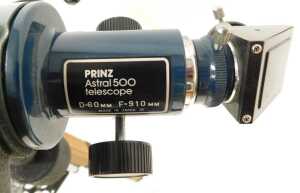A Prinz Astral 500 telescope, raised on a tripod, 114cm high. - 2