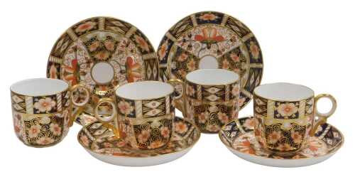 A set of early 20thC Royal Crown Derby porcelain Imari coffee cups and saucers, pattern number...
