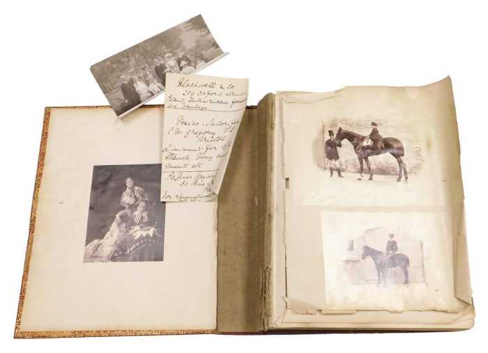 A Victorian scrap album, containing photographs, military and civil service commissions,...
