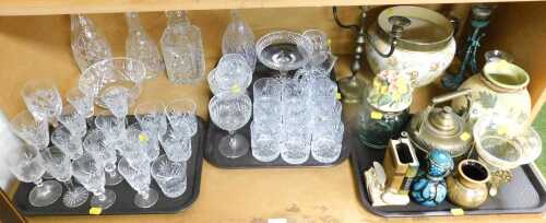 Crystal glassware and household effects, to include a crystal bowl, decanters, Jaffe Rose...