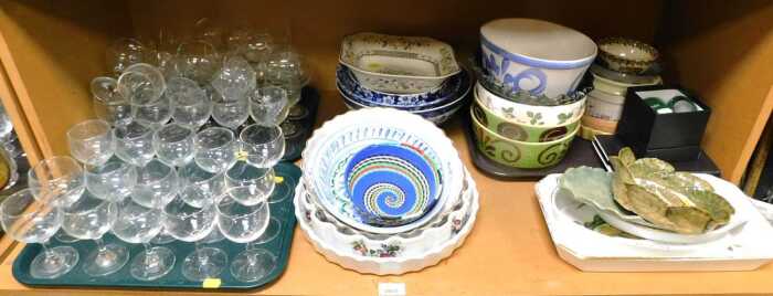 Ceramics, to include green and brown glazed studio pottery bowls, a Wedgwood Wild Strawberry...