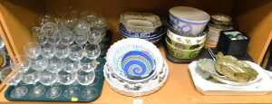 Ceramics, to include green and brown glazed studio pottery bowls, a Wedgwood Wild Strawberry...