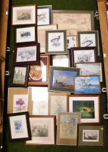 Pictures, prints, etc., to include map of Rutland, dried pressed flowers, bird pictures,...