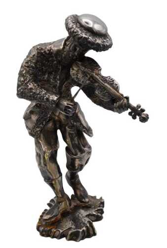 A 20thC loaded silver figure of a violinist, stamped Israel, sterling, 4.85oz all in, 16cm high.