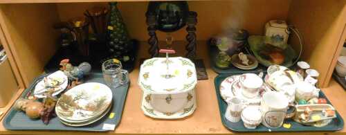 General household effects, to include amber tinted glass trinket vases, collector's plates, two...