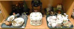 General household effects, to include amber tinted glass trinket vases, collector's plates, two...
