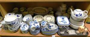 Coffee/Dining wares, a Portuguese blue and white pottery part tea and dinner service, Royal...